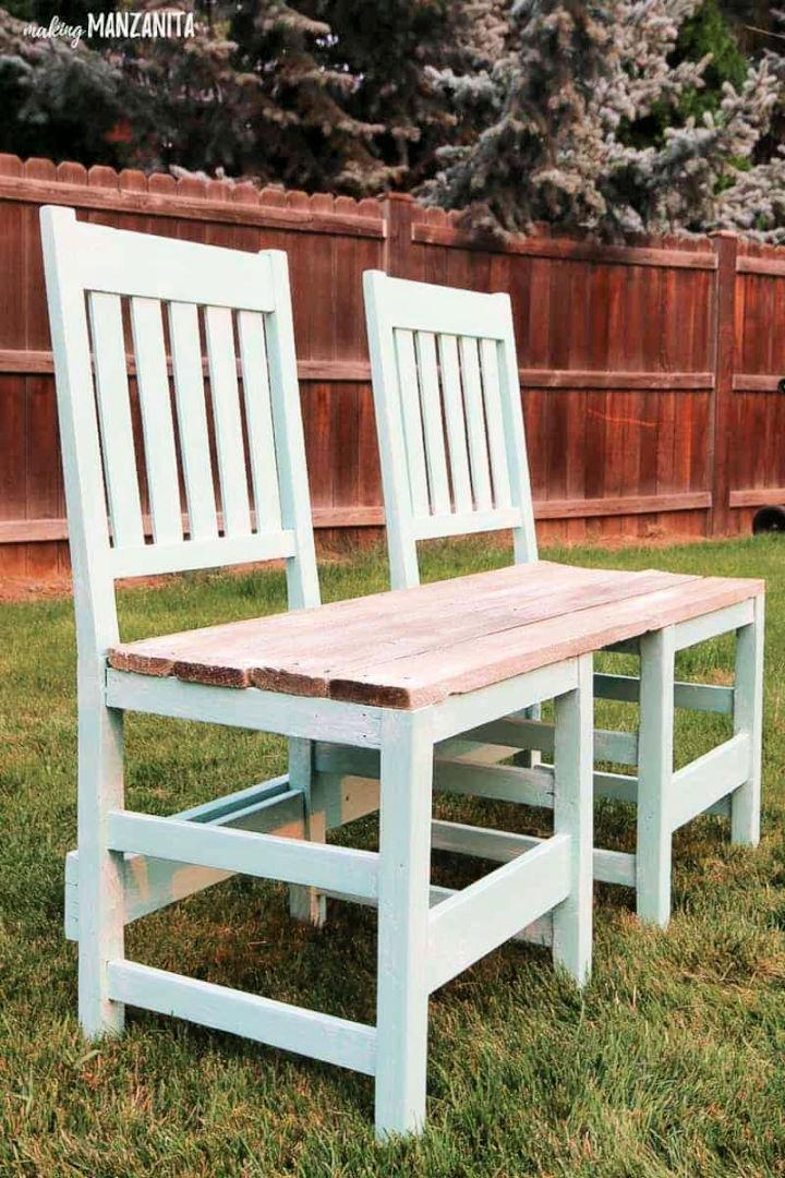 Upcycled Chair Bench for Backyard