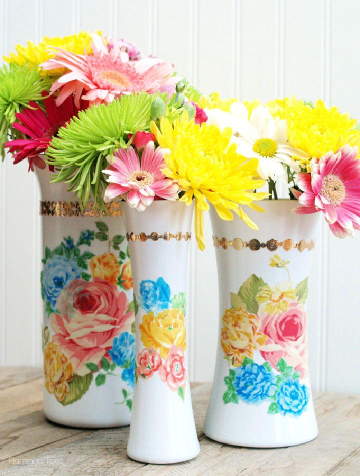 Vintage Style Floral Milk Vases