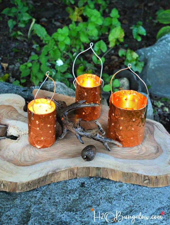 Copper Tin Can Candle Holders