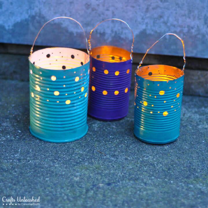 Recycled Small Tin Can Luminaries