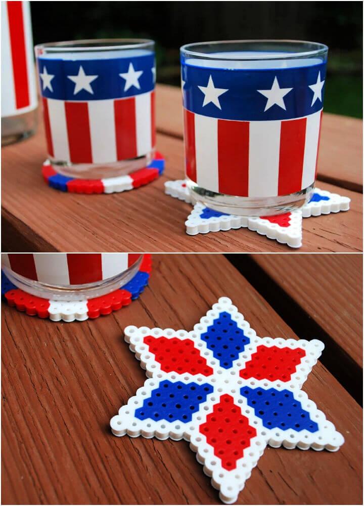 Fourth of July Perler Bead Coasters
