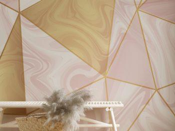 pink geometry marble wallpaper mural room