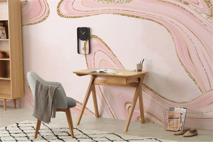 pink gold marble wallpaper mural living room