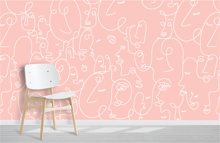 pink human portrait wallpaper mural